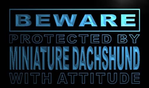 Beware Miniature Dachshund Neon Light Sign